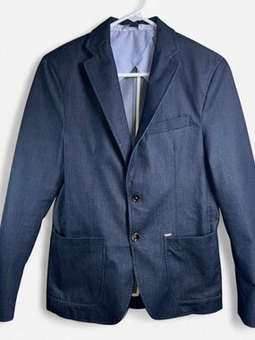 Zara Man Blue Tailored Casual Blazer Sport Coat Jacket Size 46